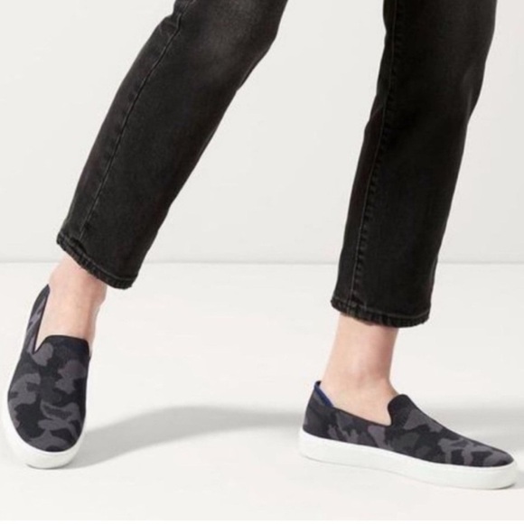 Rothy’s Black Camo Slip-On Sneakers black and grey size women’s 8.5 - Picture 14 of 15